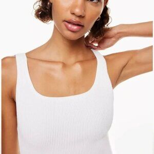 Aritzia Babaton Sculpt Knit Square Neck Tank Top White Size Medium
